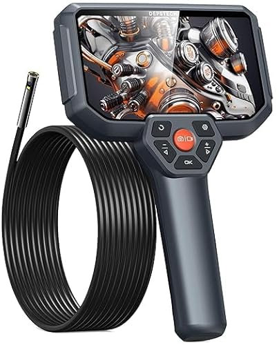 DEPSTECH IPS-Display, 12,7 cm (5 Zoll), Endoskop-Kamera, tragbares Doppelobjektiv, Endoskop mit Licht, 1080P wasserdicht, Kamera, Inspektionskanalisierung, geteilter Bildschirm, TF-Karte 32 GB,