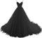 TANPAUL Damen Abendkleid Spaghettiträger A-Linie Spitze Tüll V-Ausschnitt Brautkleid Schwarz 52