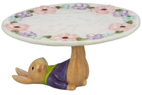 H.Bauer jun. Kuchenteller Porzellan Ø 22 cm - Oster-Tortenteller mit Hase, farbig verziert & lebensmittelecht - verspielte Tischdeko für Kuchen, Gebäck & Osterleckereien, Geschenkidee
