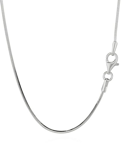 NKlaus Collier 38cm - 40cm Schlangenkette fein 925 Silber 8 fach diamantiert 0,9mm dünne Halskette Damen