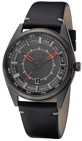 REGENT Herren Armbanduhr Analog Lederarmband schwarz URBA764 Analoguhr