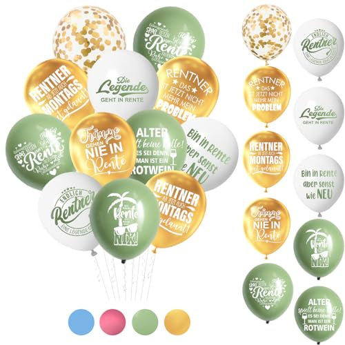 30 Stk Rente Deko Ballon Set - Ruhestand Luftballons Endlich Rentner - Renteneintritt Geschenke