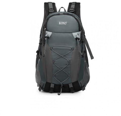 KONO Wanderrucksack 40L Outdoor Bergsteiger-Rucksack Wasserdichter Wanderrucksack Leicht für Angeln, Radfahren, Klettern (Grau)