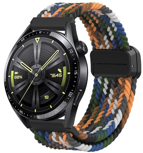 Correa para Huawei Watch GT4 46mm/GT3 46mm/GT2 46mm, 22mm Correa Magnética Ajustable Nylon Repuesto para Huawei Watch GT4 Pro/GT3 Pro/GT2 Pro/GT2e/Galaxy Watch 3 45mm/Galaxy Gear S3 Frontier/Classic