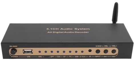 5.1/2.1 Audio Digital Sound Decoder Konverter, 24bit/192KHz DAC 6 Kanal HDMI 4K ARC Glasfaser Koaxial Analog Sound Decoder System, Unterstützt U-Disk-Wiedergabe (EU-Stecker)