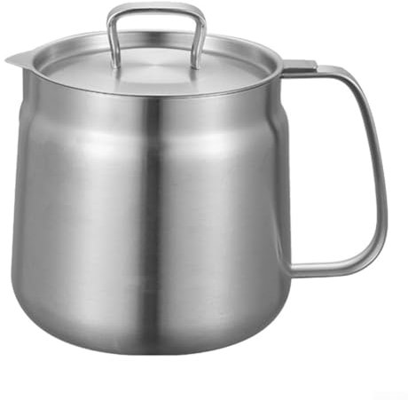 Zoegneer Edelstahl-Ölfritteuse, Mehrzweck-Filtertopf, Öltrennung, Mini-Fritteuse mit Ölfilter für Küche (1,5 l)