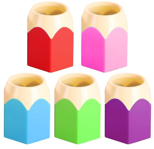 ZBHDEYG Lot de 5 pots à crayons de couleur contrastée - Porte-stylo créatif - Boîte de rangement pour papeterie - Boîte de rangement pour pinceaux de maquillage - Porte-stylo de bureau