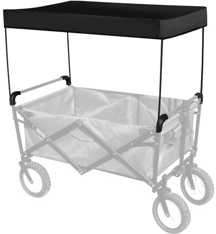 Sujurio 1 STK. Sonnenmarkise für Gartenwagenanhang, Sonnenschutzabdeckung für Bollerwagen, Zubehör für Trolley Cart, Schwarz Aus Oxford-Gewebe, Outdoor-Camping-Picknick-Ausrüstung