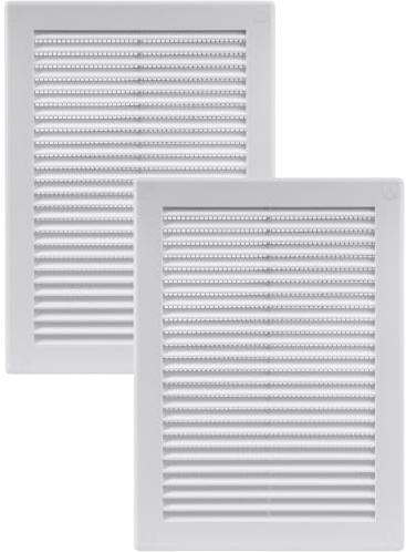 Vent Systems 180 x 250 mm - 2 Stück - Weiß Lüftungsabdeckung – Flache, Rechteckig Lüftungsschlitze mit Fliegengitter – HVAC-Lüftungsöffnungen für Badezimmer, Heimbüro - Lüftungsgitter/Abdeckung