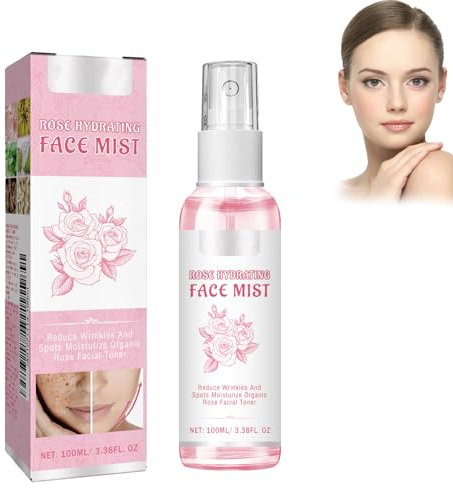 Eau de Rose avec Acide Hyaluronique, Tonifiant, Ravive l'éclat de la Peau, Cosmétiques Naturels Pour le Nettoyage du Visage, Hydrolat 100% Pur et Naturel, Toner Visage et Demaquillant