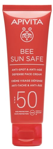Apivita Bee Sun Safe Hydra Fresh Gesichtsgel-Creme LSF 50, 50 ml, eine nicht fettende, feuchtigkeitsspendende Sonnencreme mit Propolis, Meeresalgen und Hyaluronsäure, UV-Schutz, IR- und