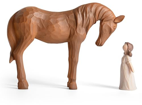 Pferde-Geschenke für Mädchen und Frauen - Mädchen umarmt Pferdeliebhaber, Geschenk, Symbol der Freundschaft, Pferde-Ornamente, handgefertigt, Kunstharz, Heimdekoration, Andenken, Geschenk für Frauen