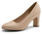 DREAM PAIRS Women's Block Heels Closed Toe High Chunky Rounded Toe Pumps Comfortable Slip On Work Shoes,Size 5,Nude,DWUMPU2515