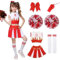 HUIKUANGEU Cheerleader Kostüm Kinder,Cheerleadering Outfit Mädchen,Kinderkostüm Cheerleader,Cheerleader Outfit,Cheerleading Kleid Cheer Uniformen mit Pompons,für Karneval,Fasching,Mottoparty