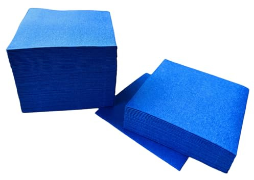 SUZZYVINE Cocktail-Servietten, leinenähnliche, quadratische Servietten für Geburtstagsparty, Hochzeit, weich, dicker und saugfähiger, aufgeklappt, 19,9 x 19,9 cm, 100 Stück, Blau