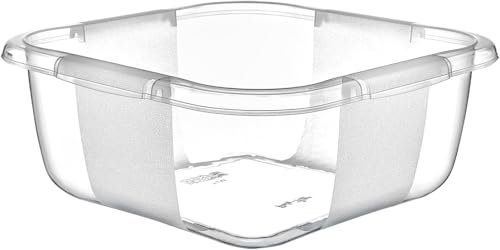 Best House | Clear Square Basin | Kitchen Washing Up Bowl | 9.6 Litres | Transparent | 1 PC | Multipurpose Bath Tub/Washing Tub for Kitchen, Bathroom, and Household Use (Pack of 1)