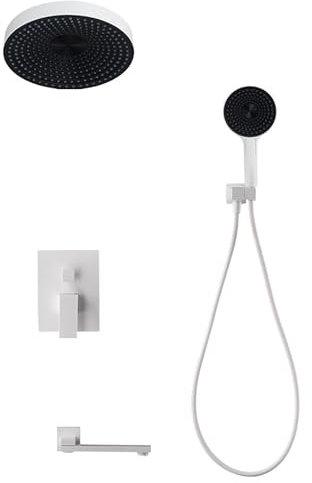 Duschmischer Luxus Duschsystem Installation Duscharmaturen Set Duschkit mit Ventil, Duschkopf und Bad, DREI Funktionen Regen Duschsystem Duschhucets Sets komplett ， Weiße Mixer Dusche ui