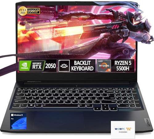 Lenovo Laptop IdeaPad Gaming 3 de 15.6 pulgadas, GeForce RTX 2050, 32 GB de RAM, PCIe de 1 TB, pantalla IPS FHD de 144 Hz, AMD Ryzen 5 5500H, teclado retroiluminado, Ethernet RJ-45, Windows 11 Pro