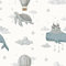 Kindertapete Dream Ocean, Design Wale und Schlösser, Grau-Blau