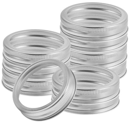 CLISPEED 24 Stück Einmachringe Aus Weißblech Für Weithals Einmachgläser Universell Kompatibel Hitzebeständig Vollständiger Verschluss Wiederverwendbar