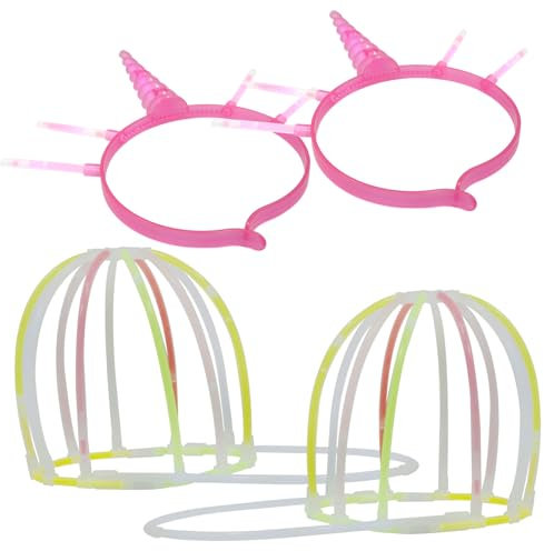 VILLFUL 4 Sets Leuchtstäbe Und Hutherstellungszubehör, DIY Leuchtstab Hutverbinder, DIY Haarband Set, Partyzubehör, DIY Leuchtstab Partygeschenk, DIY Zubehör, Handgefertigtes Hut Set