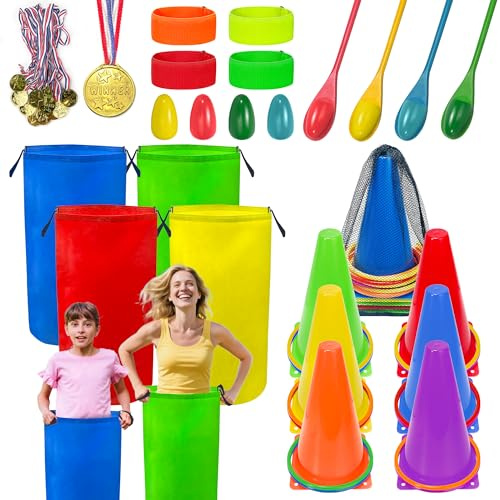 Outdoor Carnival Games for Kids Adult Family, Potato Sack Bags for Kids Adults, Sports Day Games For Yard Games Indoor Outdoor for Boys Girls Adults Family Carnival Games Combo Set