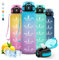 Gourde 1l, Gourde Sport, Anti Fuite, Gourde Graduée pour 1 Journee, Facile à Nettoyer, Gourde Motivation, Réutilisable, Gourde Adulte avec Marqueur de Temps, pour Aptitude, Camping, Yoga, Randonnée