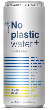Agua en lata No Plastic Water de Ocean52. Agua Mineral Natural con Limón y Magnesio - Pack 24 unidades x 33cl. Agua en pack de 24 latas de 33cl. Agua mineral en lata. Agua mineral pack 24.