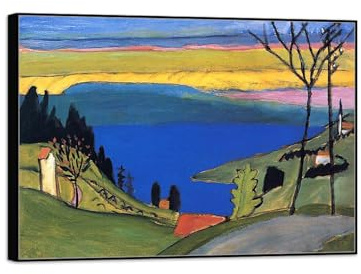 SDYSKKUG Gabriele Münter Leinwandbilder. Berühmte Bild Reproduktion Druck auf Leinwand. Studie. Schwarz Rahmen Poster für Wohnzimmer 45x30cm