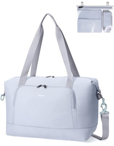ECOHUB für Ryanair Handgepäck Tasche 40x20x25, 20L Faltbare Klein Reisetasche Handgepäck für Flugzeug, Recycelt Travel Bag Mit Abnehmbar Nass-Tasche, Ryan air Bag 40x20x25, Weekender für Damen(Grau)