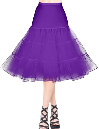 AYBUY Jupe Jupon Femme,Jupon Années 50 Vintage en Tulle Rockabilly Petticoat en Tulle Taille Élastique,Rétro Jupe Tutu Femmes Rétro Années 80 Fête Halloween Carnaval Costume de Fête