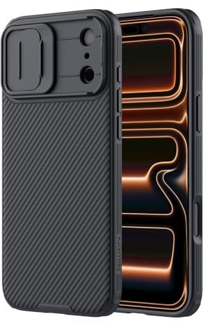 Nillkin Coque iphone 17 Pro Max (6,9, 2025) avec Protection Double Coulissante pour Caméra – Housse Mince TPU+Pc, Antichoc, Anti-Rayures, Antidérapante, Compatible Charge sans Fil – Noir