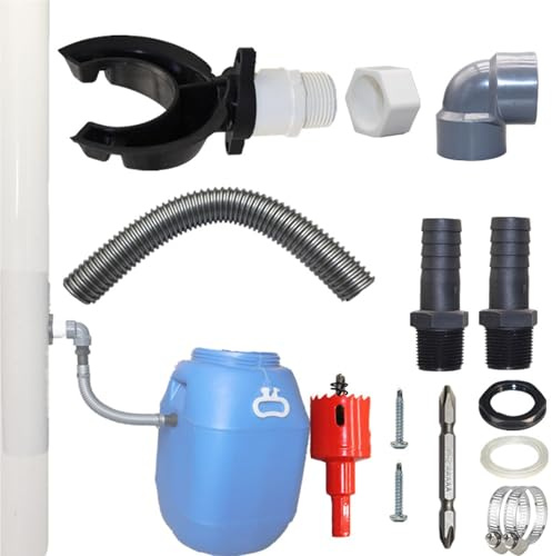Regenwassersammler, 70-110mm Fallrohr Regensammler Speedy, Regentonne Anschluss Fallrohr, Wasserdieb Regendieb Regentonnen Verbinder für Dächer bis 80 m², mit Montagezubehör Schlauch 50cm (A)