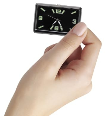 WEKADRIN Autouhr Armaturenbrett 4,8 X 3,2cm Quadratisch Schwarz mit Leuchthands Kleiner Uhr für Auto aus Legierung und Glas Batteriebetrieben