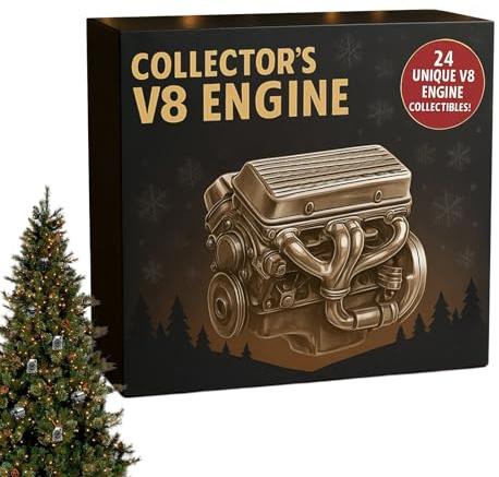 Weihnachts-Countdown-Kalender 2025 – Motor-Themed Acryl Ornament, 24 Tage Urlaub Countdown, festliche Tischdekoration | Einrichtung für Automobil-Hobbyisten, saisonale Heimschreibtisch- -Display