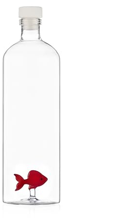 Ichendorf Milano Bottiglia Pesce Rosso, Collezione Animal Farm, 115 cl, Vetro Borosilicato, Fatto a Mano