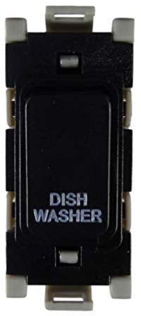 Deta G3556BK Grid Switch 20 Amp Double Pole Marked 'Dish Washer' (Black)