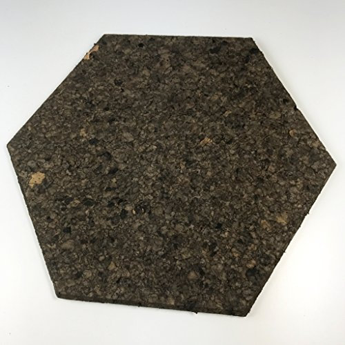 EKB-Kork Pinnwand Hexagon Dunkel, ca. 300 x 300 x 8mm, Set inkl. 6 Korkplatten, Pins und Befestigungsklebestreifen