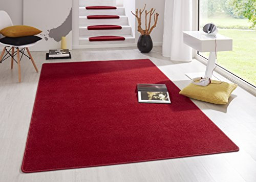 Hanse Home Indoor Teppich Fancy – Wohnzimmerteppich einfarbig Modern Velours Teppich für Esszimmer, Wohnzimmer, Kinderzimmer, Flur, Schlafzimmer, Küche – Rot, 200x280cm