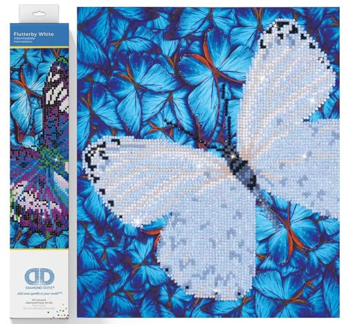 Diamond Dotz DD5-021 Schmetterling weiß, ca. 30,5 x 30,5 cm groß, Diamond Painting, Malen mit Diamanten, funkelndes Bild zum Selbstgestalten, für Kinder und Erwachsene