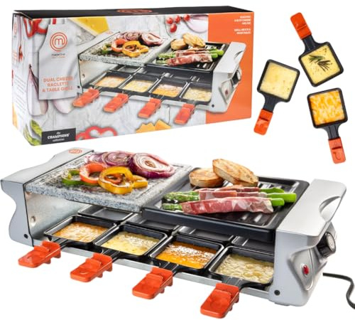 MasterChef Electric Raclette Table Grill w Cooking Stone & Grilling Plate