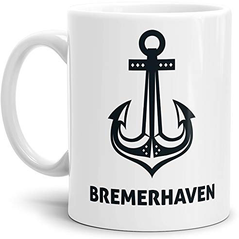 Tassendruck Anker-Tasse Bremerhaven Seemann/Hafenstadt/Küste/Souvenir/Kaffeetasse/Mug/Cup