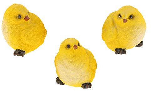 Fenteer Küken/Hahn / Henne Familie aus Harz Gartendeko Dekofigur, Ideal für Garten Teich Rasen Deko - 3er Küken