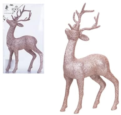Toyland Glitter Reindeer Rose Gold 26cm