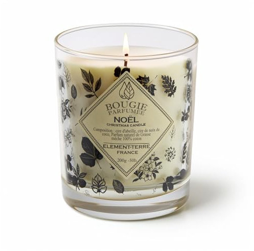 ELEMENT-TERRE Bougie 200 Grammes, 50 Heures Parfum Noël