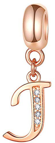 Breloque en argent sterling 925 or rose avec lettres de l'alphabet pour bracelet Pandora, Or rose Argent sterling Argent Polyester