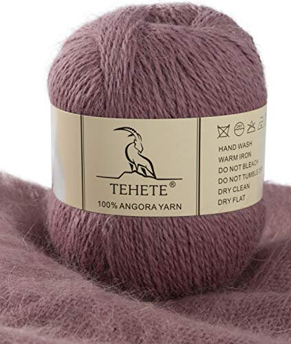 TEHETE 100% Angorawolle Garn zum Stricken, Häkelgarn 38 Farben 325 Merter 50g 2-fädig je Knäuel,weich und leicht,Dunkelrosa,850