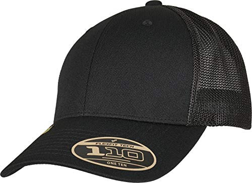 Flexfit Unisex-Adult 110RA-110 Recycled Alpha Shape Trucker Baseball Cap, Black, one Size