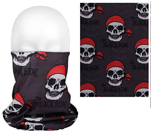 Alsino Multifunktionstuch Schlauchschal Mundtuch Halstuch Kopfbedeckung Haarband Tuch Top Motive Fester Sitz - atmungsaktiv extra lang bedeckt Mund, Nase und Hals (The Black Side Totenkopf)