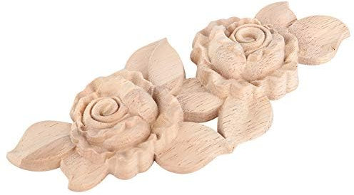 Mobili Applique a Forma di Fiore Decorazione, Legno Intagliato Decorazioni Parete Adesivi Floreali Legno Scolpito Applique Decorativo per Mobili Stile Europeo Classico